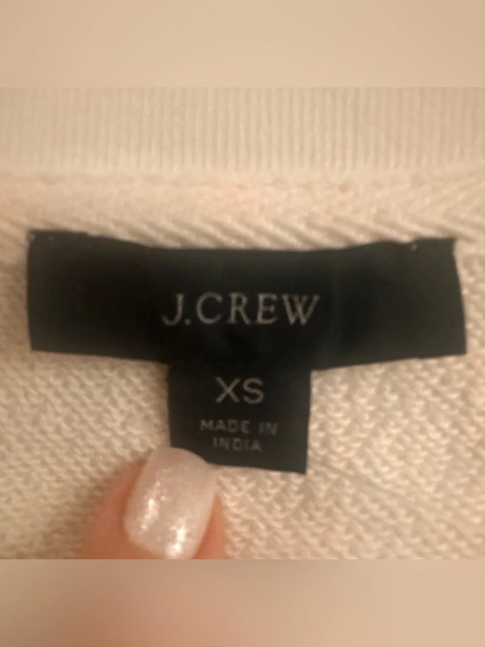 J. Crew Cream Sweatshirt with Green Logo and Pink Graphic size xs